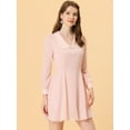 thumbnail image 2 of Unique Bargains Femmes Peter Pan Col Suisse Points à Manches Longues Rétro Mini Robe, 2 of 5