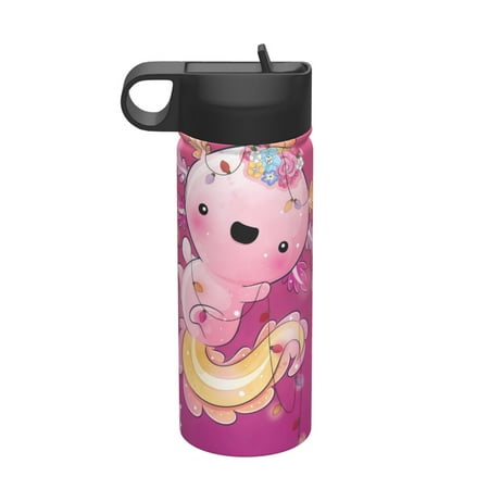 

Matuu Cute Pink Axolotl A for 18oz Durable Thermal Cups Keep Drinks Cold & Hot Insulated Coffee Mug with Lid (With Straw)