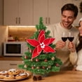 thumbnail image 3 of 3pc Red White Candy Cane Christmas Poinsettia Flower Picks Artificial Floral Ornaments for Tree Wreath Garland Vase Decor 11.22 Inch, 3 of 9
