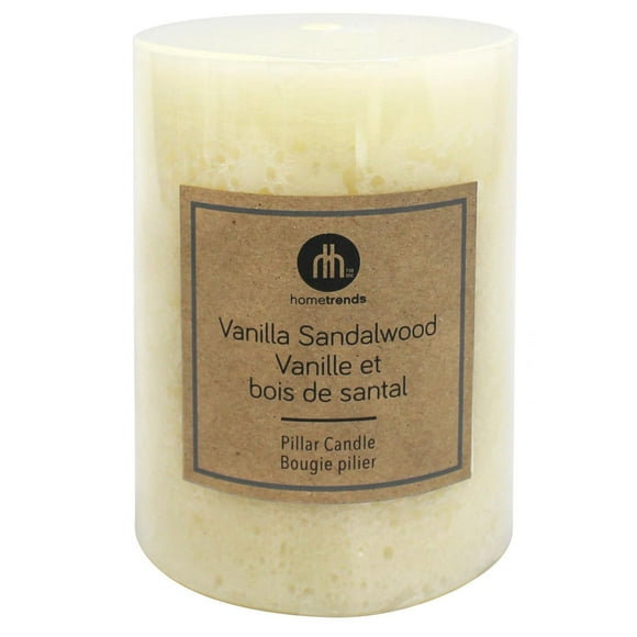 Hometrends 4" Vanilla Sandalwood Scented Pillar Candle, 3"Dia x 4"H