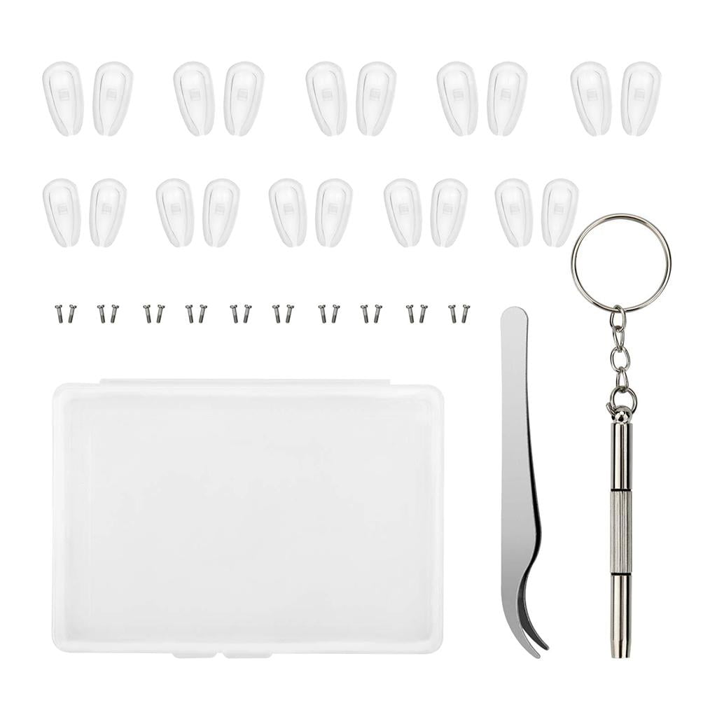 Eyeglass Nose Pads - Eyeglass Repair Kit with Screws Glasses Accessories Silicone Nose Pad Replacement Anti Slip Nose Pieces Grips Guards