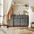 thumbnail image 6 of Gray 7 Drawers Dresser, Modern Simple TV Cabinet with Storage Drawers, Fabric TV Console, Media Gaming Stand for Living Room, Bedroom, 6 of 9