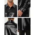thumbnail image 6 of INSPIRE CHIC Men's Shiny Sequins Shirt Long Sleeves Slim Fit Disco Party Shirt, 6 of 6