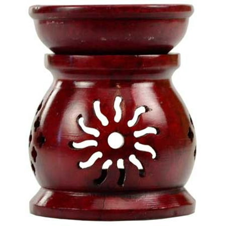 Aromatherapy Oil Diffuser Red Soapstone Holds Standard Tea light As Heat Source Scented