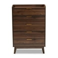 thumbnail image 3 of Bowery Hill Mid-Century 5-Drawer Engineered Wood Chest in Walnut Brown, 3 of 9