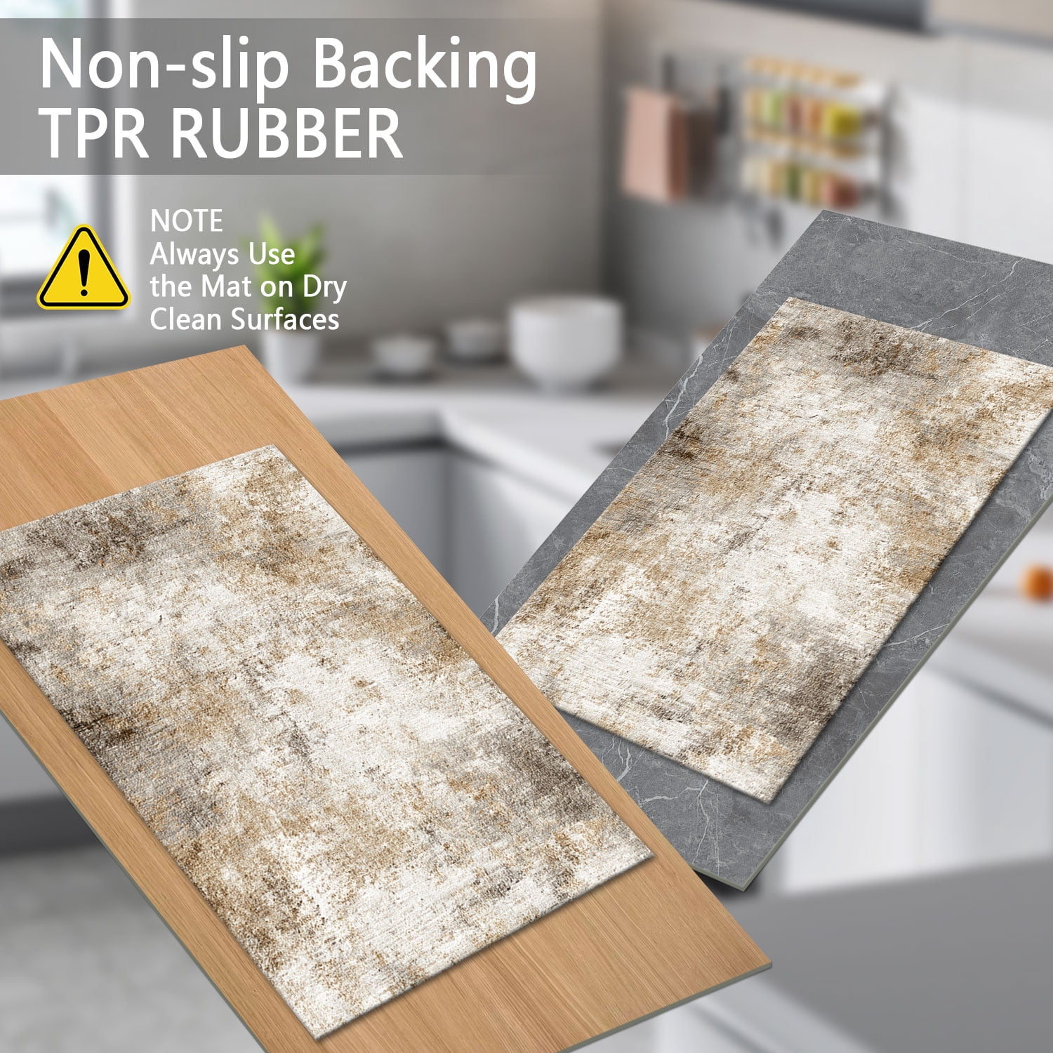 3-Piece Farmhouse Striped Kitchen Rug Set Anti-Slip Backing, Machine Washable Distressed Floor Mats for Kitchen Hallway Bathroom Laundry Room Christmas Decor