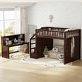 thumbnail image 2 of Bellemave Loft Bed with Desk and Stairs, Full Size Loft Beds with Storage Shelf, Solid Wood High Loft Bed with Movable Desk for Space-Saving (Espresso), 2 of 8