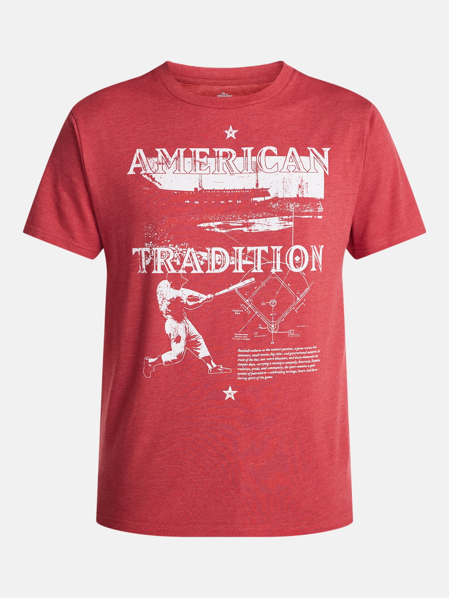Americana Men's and Big Men's AM Tradition Slugger Graphic Tee Shirt from Way to Celebrate, Sizes XS-3XLT