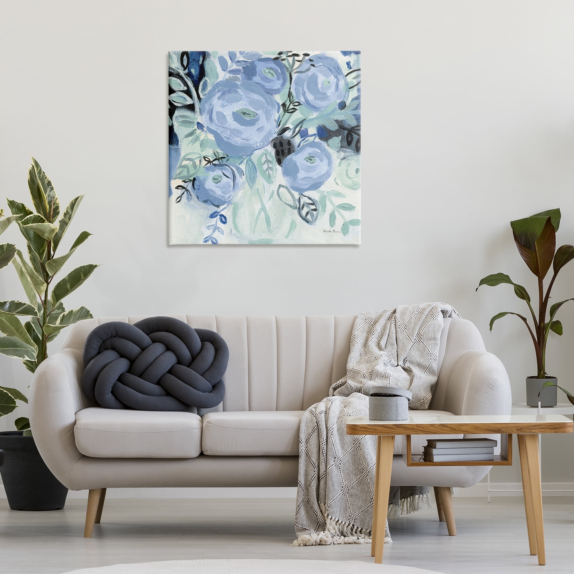 Stupell Industries Blue Coastal Blooms Botanical & Floral Painting Gallery Wrapped Canvas Art Print Wall Art, 30 x 30