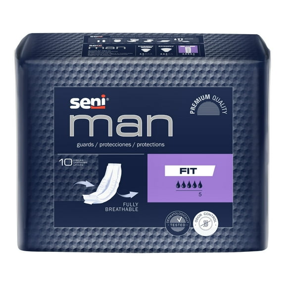 Seni Man Fit Male Incontinent Pad Breathable 3-1/2 X 15-7/10 Inch S-FT10-US1, 36, 60 Ct