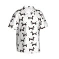 thumbnail image 2 of Balery Dachshund Dog Puppy Print Men's Hawaiian Shirts Short Sleeve Beach Shirt Relaxed Fit Vacation Button Down Shirts-Medium, 2 of 9