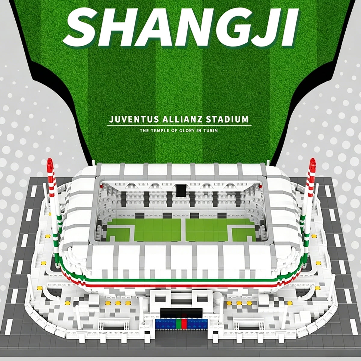 Juventus Allianz Stadium Diamond Block Building Set – 2,342 Pieces Micro-Brick Football Stadium Model Kit, Architecture Collectible Display Toy for Adults & Teens Age 14+