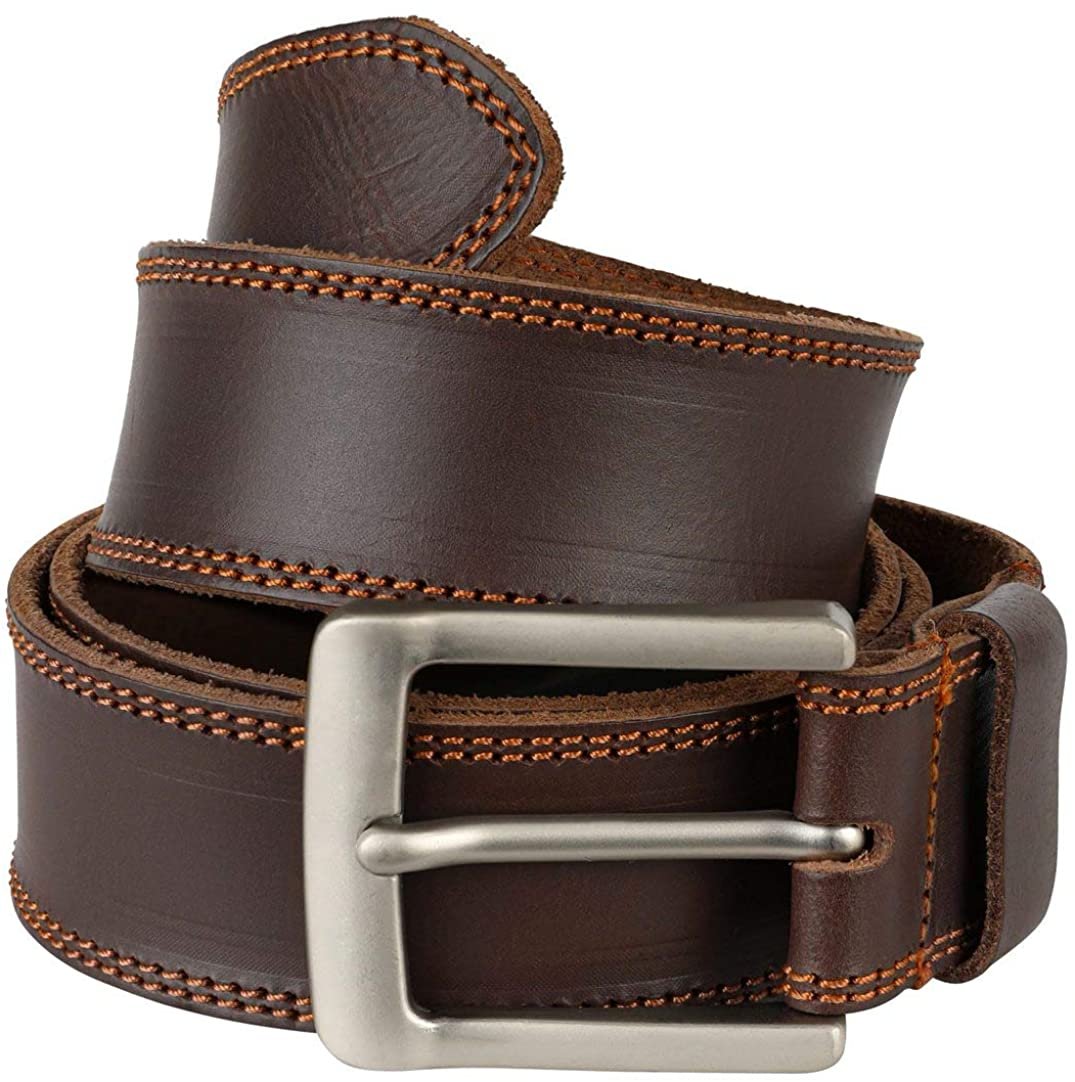 Nabob Leather Men's Leather Belt - Made With Rustic Leather| Two Row Stitching, Handmade In Bourbon Brown Perfect For Jeans (Size 30" (76 cm) - image 1 of 7
