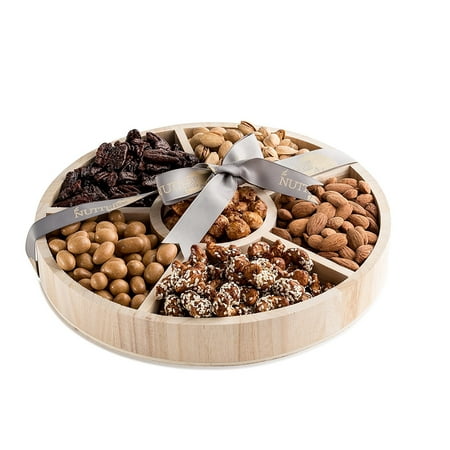 Nut Gift Arrangement- 6 Section Round Nuts Gift Tray- Nuts Gift Basket (Best Nut Gift Baskets)