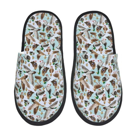Balery Mallard Ducks Wild Birds1 Slient Indoor Furry Fleece Comfort House Shoes Soft Non-Slip Home Shoes Cotton slippers House Slippers-- Medium