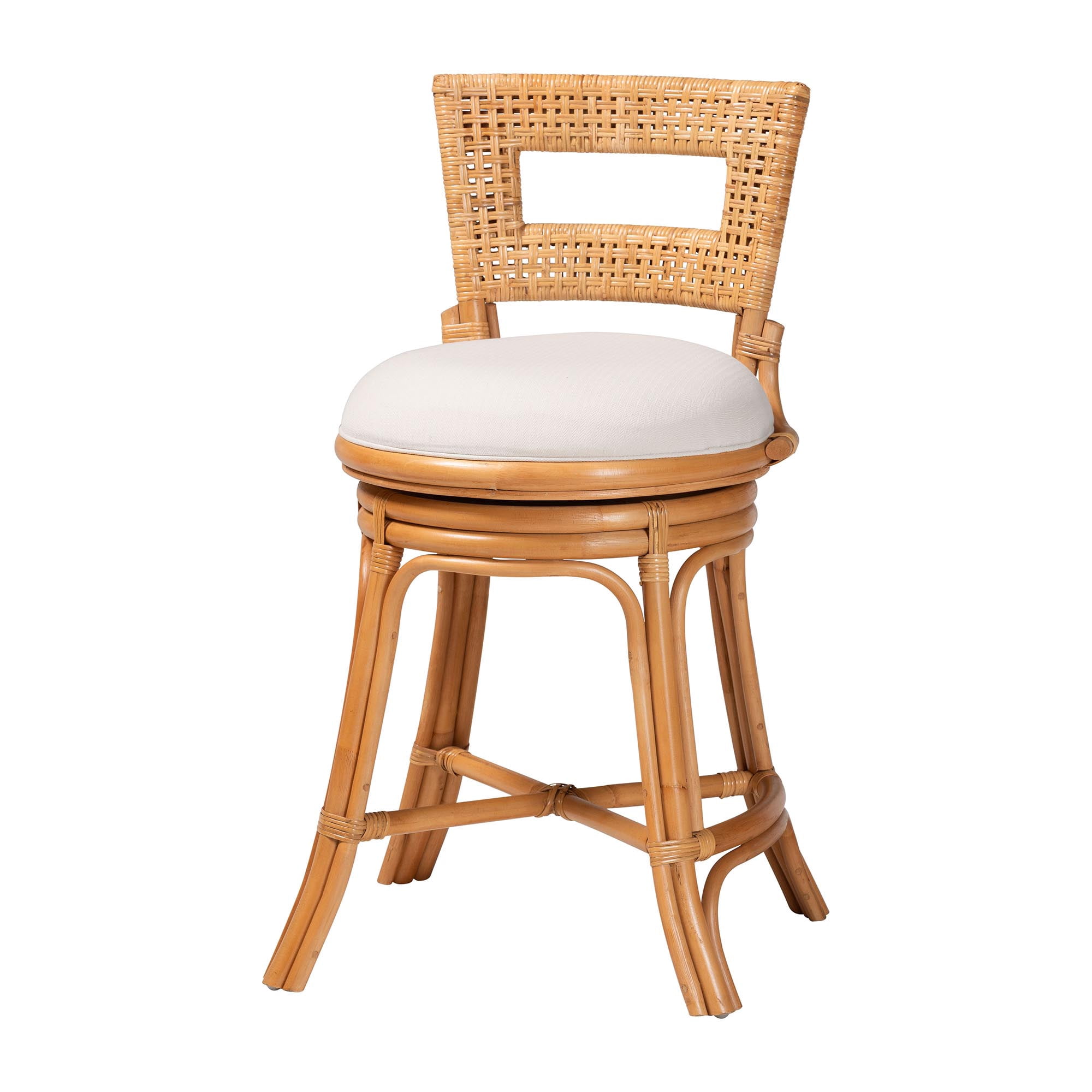 bali & pari Amina Boho Counter Stool, Counter Height, Light Honey