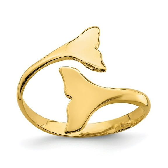Auriga Fine Jewelry 14K Yellow Gold Double Whale Tails Ring for Women Size 7
