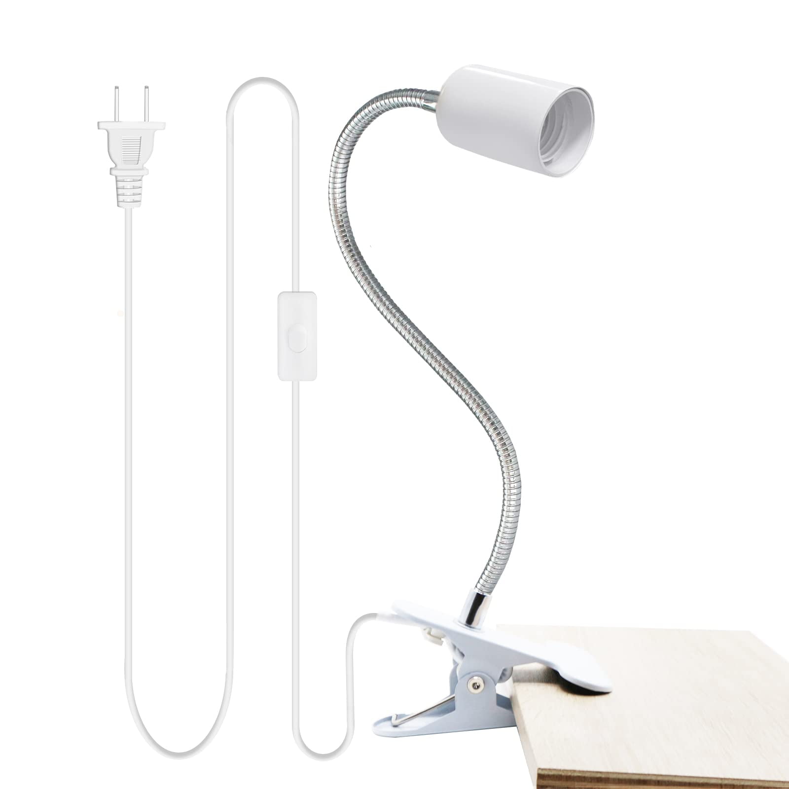 Clip Desk Lamp Holder,E26 E27 Iron Clamp Light Bulb Socket,Bedside Clip