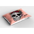 thumbnail image 2 of Ambesonne Rose Pillow Sham 2 Pack, Skull Boho Floral Wreath, 26"x20", Coral Multicolor, 2 of 3
