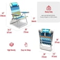 thumbnail image 3 of Chaise de Plage Pliante à 5 Positions, Inclinable et Réglable, Dossier Haut, Appui-Tête, Aluminium, Chaises Longues Portatives pour Adultes, Extérieur (Vague Océanique), 3 of 8