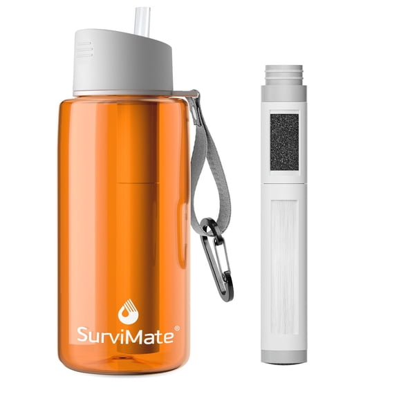 Botella de agua portátil SurviMate de 1 L con filtro de 5 etapas