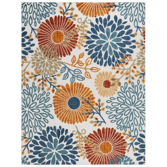 SAFAVIEH Cabana Garnet Floral Indoor/Outdoor Area Rug, Creme/Red, 8' x 10'