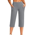thumbnail image 2 of YanHoo Yoga Capris for Women Elastic Waist Pull On Stretchy Capri Pants Casual Comfy Cropped Trousers with Pockets, 2 of 8