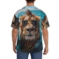 thumbnail image 3 of Pofeuu Hawaiian Swimming Lion Print Mens Casual Short Sleeve Shirts Beach Summer Spread Collar Pocket Tops Men's Casual Short-sleeved Shirt-X-Large, 3 of 5