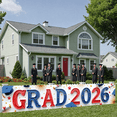 thumbnail image 5 of Red and Blue Grad 2026 Banner Gold Stars Graduation Display Graduation Caps Diploma Scrolls 2026 Grad Backdrop for Graduation Ceremony High School Graduation Graduation Photo Backdrop, 5 of 9