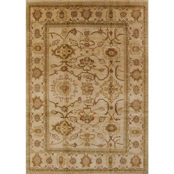 Ahgly Company Indoor Rectangle Mid-Century Modern Brown Sand Brown Oriental Area Rugs, 2' x 3'