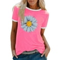 thumbnail image 1 of Pompotops Femmes Mode Casual Imprimé Col Rond en Vrac Manches Courtes T-shirt Top Chemisier Pull, 1 of 4