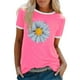 thumbnail image 2 of ICHUANYI Clearance Women Fashion Casual Print Round Neck Loose Short Sleeve T-shirt Top Blouse Pullover(Pink, M) ICHUANYI WER2023080901315, 2 of 4