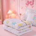 thumbnail image 5 of meiyoeat Gradient Balloon Monogram C Zipper Full Size Comforter Sets with Fitted Sheet and 2 Pillowcases,Pastel Rainbow Letter Design Zipper Bedding Set For Girl,Pink Reversible,4 Pieces, 5 of 7