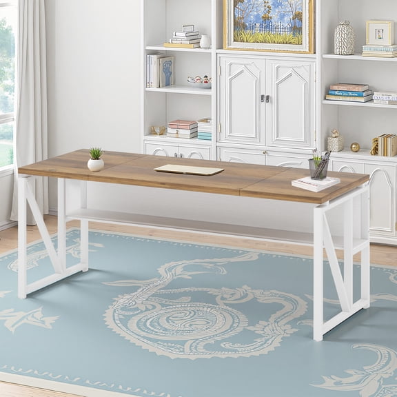 MAYEERTY 63" Computer Writing Desk, Office Table with Bottom Storage Shelf