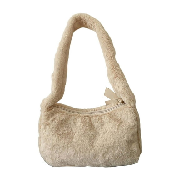 FENOHREFE Soft Plush Shoulder Bag Purse Handbag Underarm Bag for Women's Everyday Needs