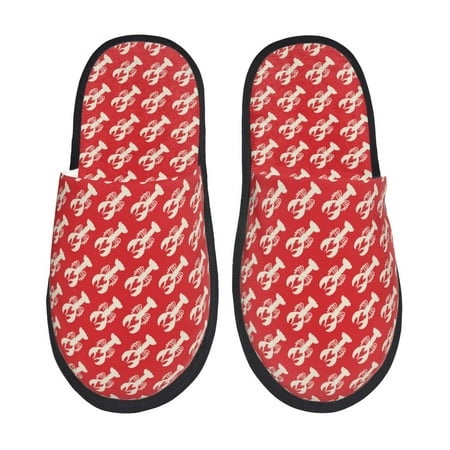 Balery Retro Lobsters Slient Indoor Furry Fleece Comfort House Shoes Soft Non-Slip Home Shoes Cotton slippers House Slippers-- Medium