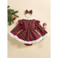 thumbnail image 3 of Suealasg Baby Girls Christmas Romper Dress Newborn Girls Fall Clothes 3 6 12 18 24 Months Infant Girls Plaid Print Long Sleeve Romper Bodysuit Headband, 3 of 8