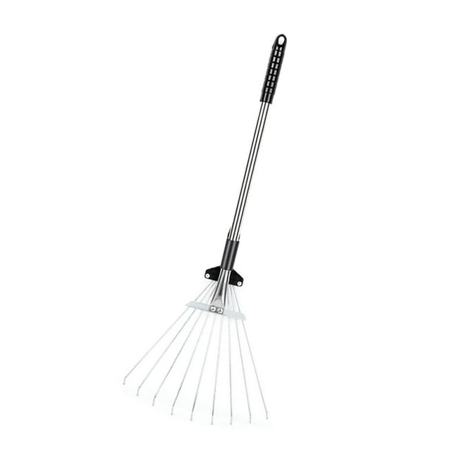 DOLITY Adjustable Garden Leaf Rake Leaves Rake for Outdoor Camping Leaves and Grass Stainless Steel Rod
