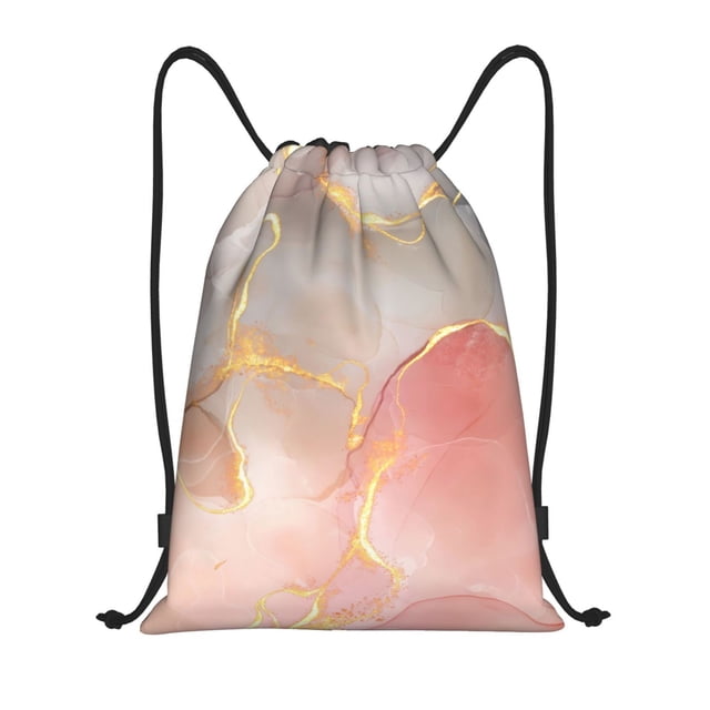 Xecao Abstract Marble Texture Pattern Sports Drawstring Backpack - String Swim Gym Bag with Wet Proof Pocket for Women&Men-Small
