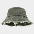 thumbnail image 2 of HJYCHN Distressed Denim Bucket Hat Unisex Washed Fisherman Sun Outdoor Travel Street Style Fashion Headwear GN2 M, 2 of 3