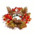 thumbnail image 2 of geerera Fall Mini Wreath Candle Ring with Maple Leaves & Berries, Artificial Harvest Accent for Pillar Candles, Rustic Tabletop Decor for Thanksgiving & Halloween, 2 of 7
