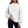 thumbnail image 3 of Womens Oversized Sweatshirts Highneck Pullover Long Sleeve Hoodies Tops Fall Fashion Outfits Clothes White L, 3 of 8