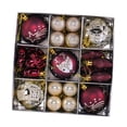 thumbnail image 4 of Juego de 35 bolas navideñas decorativas con forma de estrella y lazo. Rojo oscuro y beige, 4 of 9