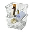 thumbnail image 3 of Smart Design Stacking Basket Bin Organizer - Set of 6 - Large 12.63 x 8.5 inch -Chrome, 3 of 8