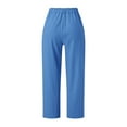 thumbnail image 4 of Womens Trousers Casual Pants for Women Blue Baggy Pants Women Comfy Work Pants Wide Leg Pants Women Summer Outfits, 4 of 7