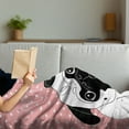 thumbnail image 3 of Pug Soft Flannel Fleece Throw Blanket, I Love Dogs with a Paw Print Emblem Pug with Tilted Head Fun Animal Print, Cozy Plush for Indoor and Outdoor Use, 60" x 80", Pink Black White, by Ambesonne, 3 of 5
