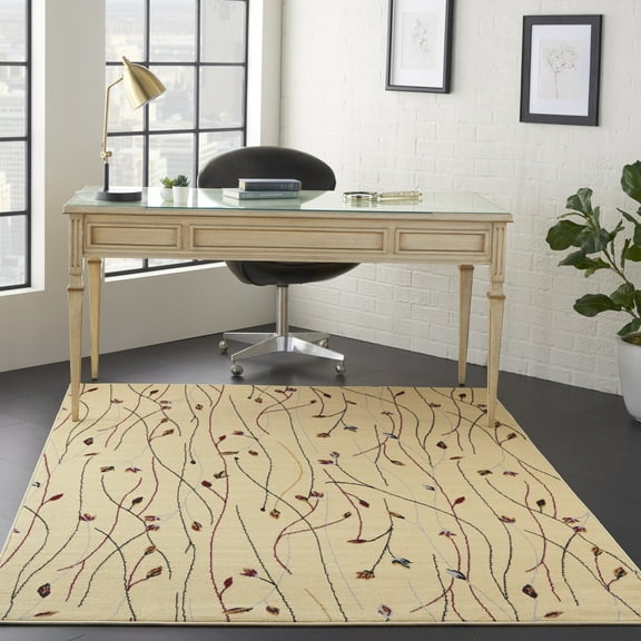 Nourison Grafix Contemporary Botanical Cream Area Rug