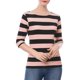 thumbnail image 5 of Camisetas de rayas para mujer Inspire Chic, corte ajustado, mangas de codo, cuello barco, talla XS, rosa y negro, 5 of 7