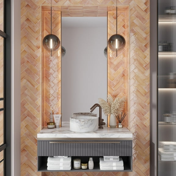 Antiek 0.47 in. x 7.87 in. Glossy Pink Ceramic Pencil Tile Trims (0.7 sq. ft./case) (10-pack)