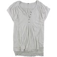 thumbnail image 2 of Free People Womens High Low Aster Henley Shirt, Blanco, Large Free People henley, 2 of 2